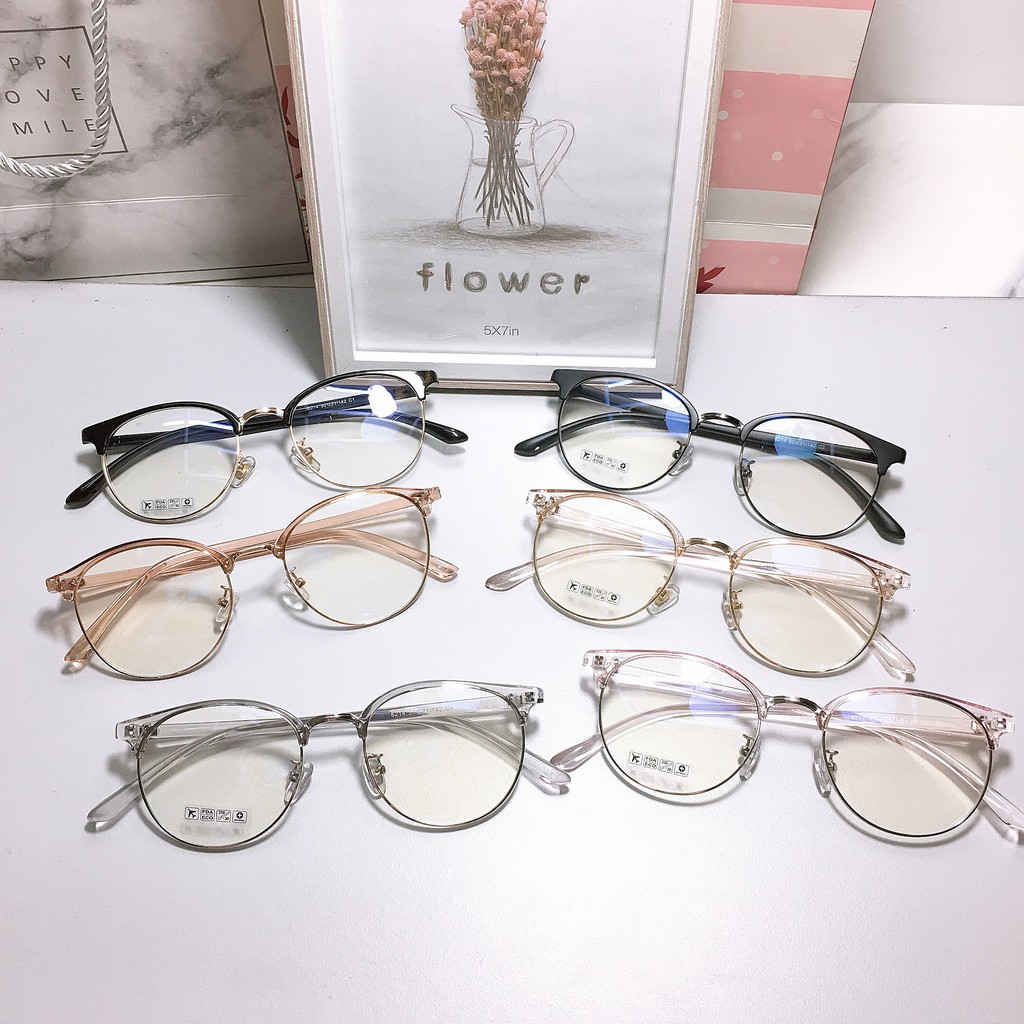 Gọng kính cận mắt tròn nam nữ Liup Eyewear cắt vành dẻo thời trang 6214