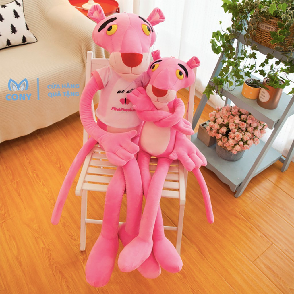 Gấu bông báo hồng mang áo mặt ngáo size 1M và size 1M3/ Thú bông báo hồng pink panther - CONY House