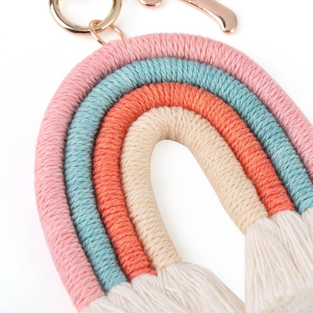 ROWANS Rainbow Keychains DIY Clips Bag Hook Weaving