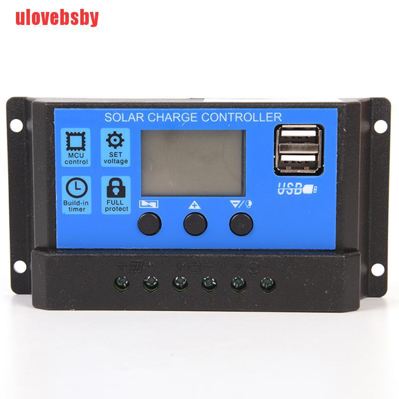 Bộ Điều Khiển Sạc Năng Lượng Mặt Trời 10a 12v / 24v Usb Lcd Ss