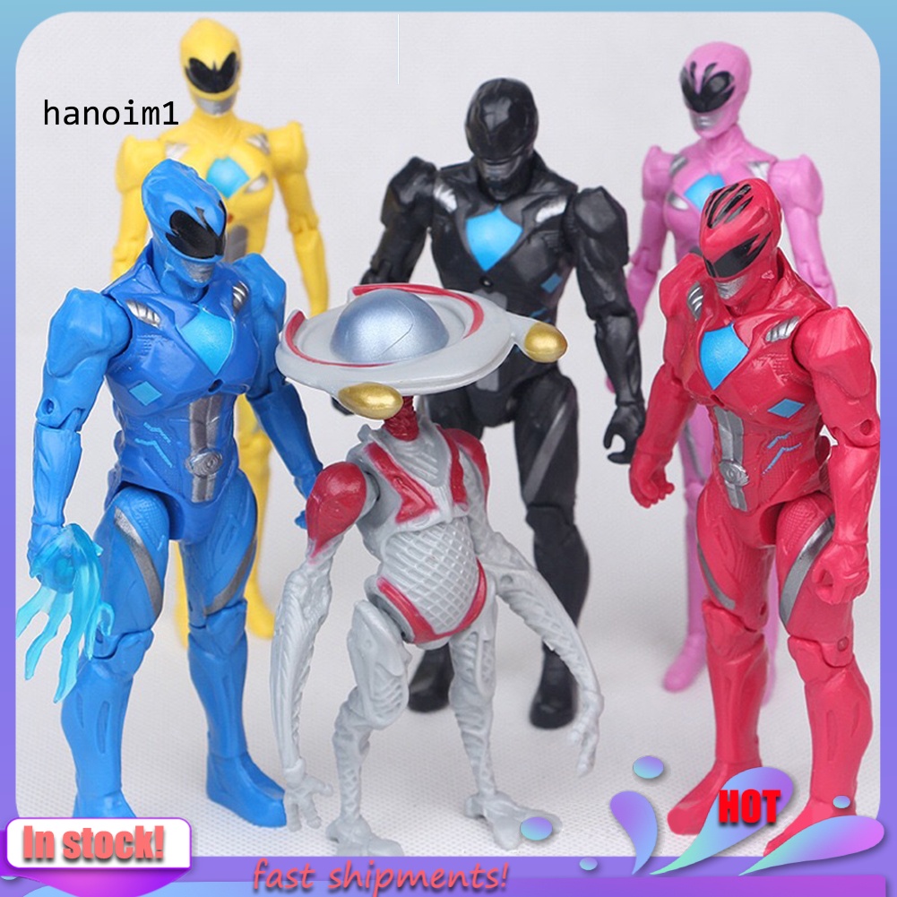 Set 6 Mô Hình Nhân Vật Siêu Nhân Phim Power Rangers Có Đèn Trang Trí