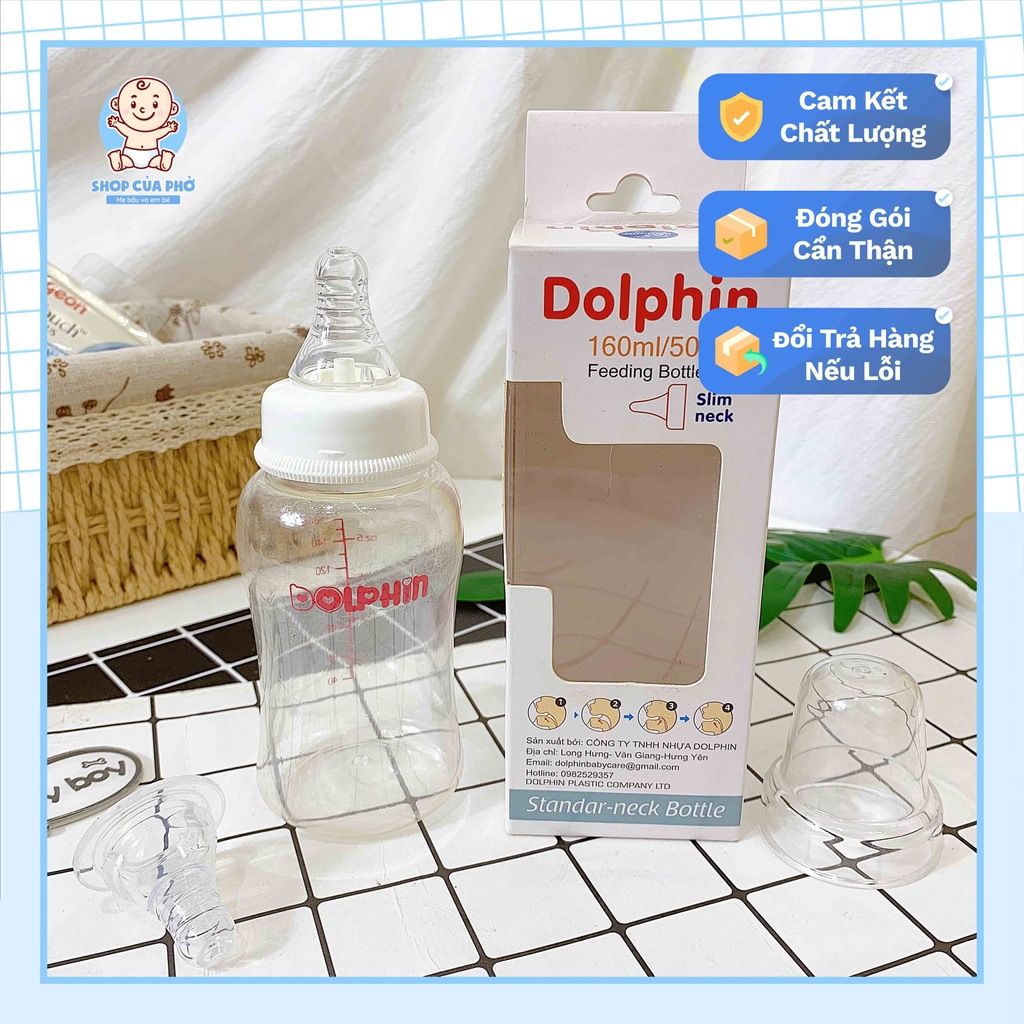 Bình sữa Dolphin cổ rộng, bình sữa sơ sinh