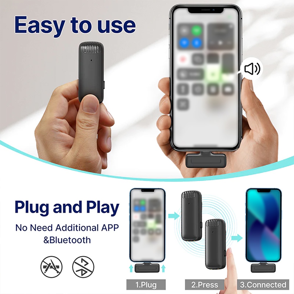 MICRO KHÔNG DÂY 2 NGƯỜI CHO ĐIỆN THOẠI ULANZI J12