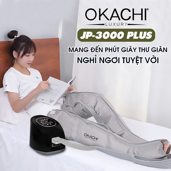 Máy nén ép trị liệu suy giãn tĩnh mạch OKACHI LUXURY JP-3000 Plus (Pin sạc)