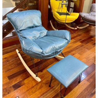 Ghế bập bênh thư giãn đọc sách - kèm đôn - Da công nghiệp