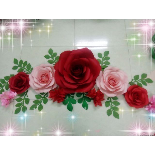 Set 9 hoa giấy backdrop