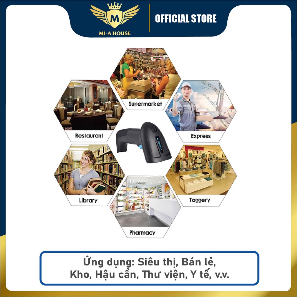 Máy quét mã vạch 2D YHD 6200D có dây, Đầu đọc mã vạch Barcode(1D) Qrcode(2D), Máy đọc mã vạch dùng trên Máy tính, Laptop