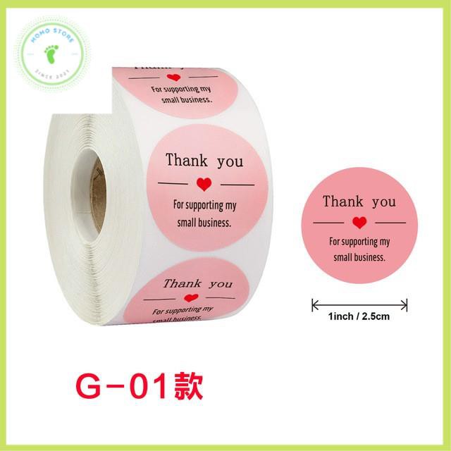 G01Tem nhãn tự dán, sticker mèo ú cuộn tròn 500 nhãn - Tem cảm ơn in hình hoạt hình dễ thương