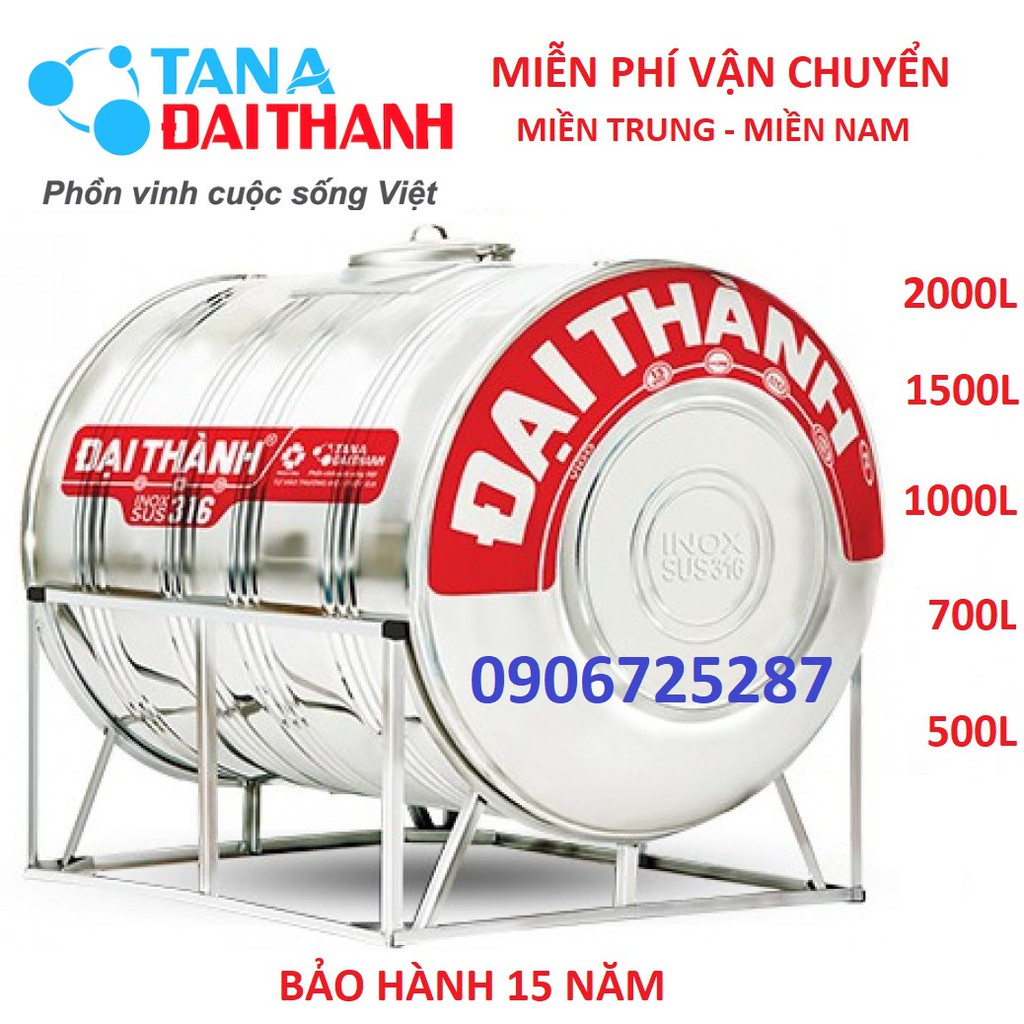 Bồn nước Đại thành VIGO inox316 ngang, chịu phèn mặn, bảo hành 15 năm