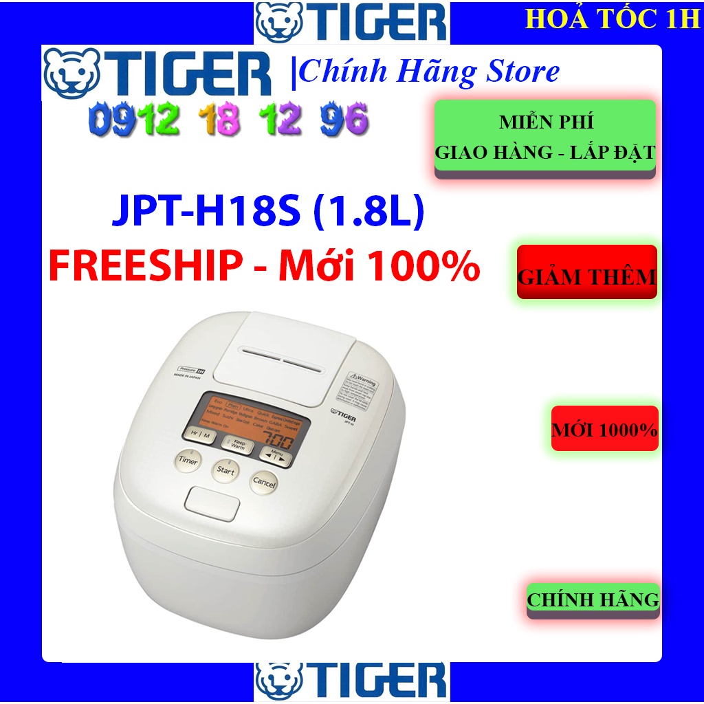 [Mã ELHAMS5 giảm 6% đơn 300K] [Tiger JPT-H18S] Nồi cơm điện tử cao tần áp suất kép Tiger 3 trong 1 JPT-H18S (1.8L)