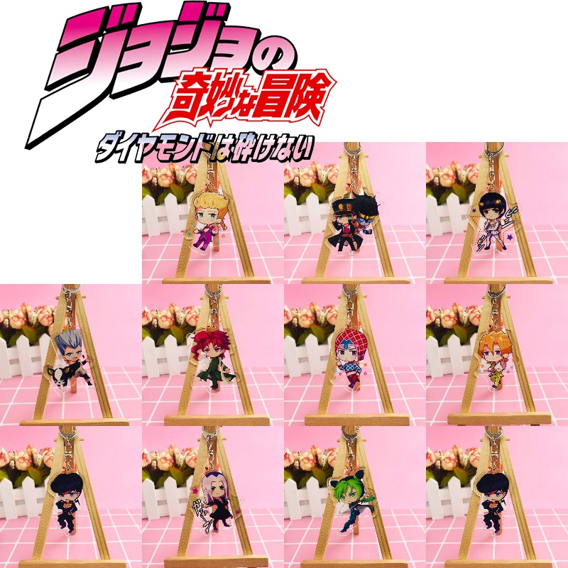 6cm carton JoJo's Bizarre Adventure Key Chain Anime Cartoon Keyring Pendant Acrylic Gifts