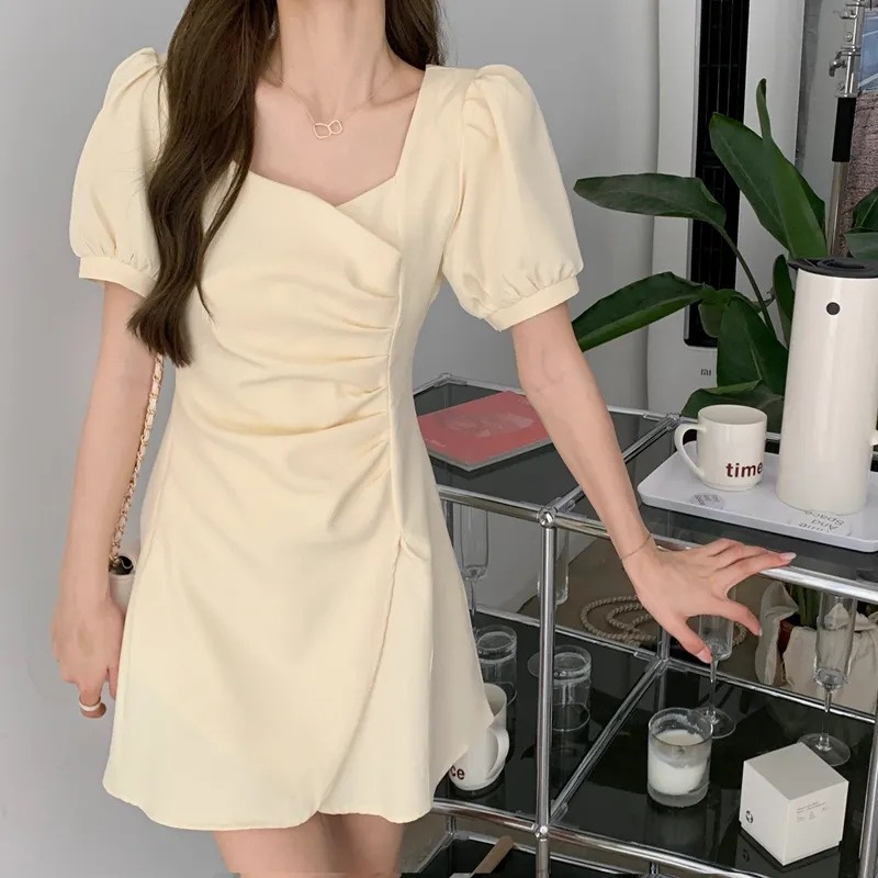 Đầm đen váy ngắn đầm vintage đầm thun suông đầm cổ vuông đầm hở lưng váy tiểu thư sang chảnh đầm bigsize nữ váy nữ xinh váy đi chơi đầm đi tiệc đầm nữ