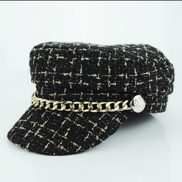 *Mũ newsboy kiểu dáng hiện đại,đính dây xích hiện đại,cá tính