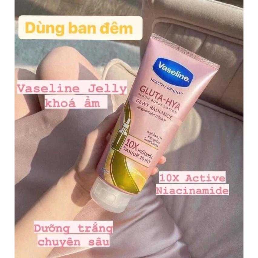 Sữa Dưỡng Thể Vaseline Gluta-HYA 10X Dưỡng Trắng Mờ Thâm Serum Burst Lotion Thái Lan - Tuýp 330ml