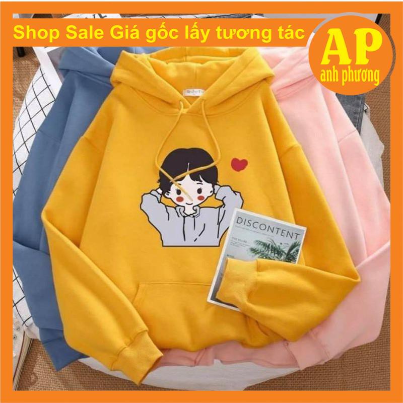 Áo hoodie cô gái má đỏ💝Chất liệu nỉ bông💝form thụng nam nữ kiểu dáng unisex💝có túi bụng và dây rút mũ