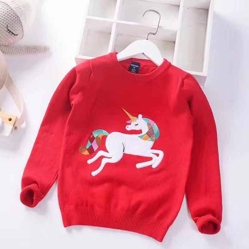 Áo len kiểu cho bé gái xuất Hàn, Áo len lông thỏ trẻ em nữ 4-10 tuổi đáp hình và đính nơ nhiều màu đanh sợi không bai xù