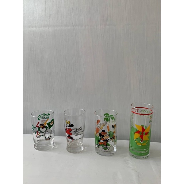 Set 4 Ly thuỷ tinh Nhật họa tiết hoạt hình nhiều màu