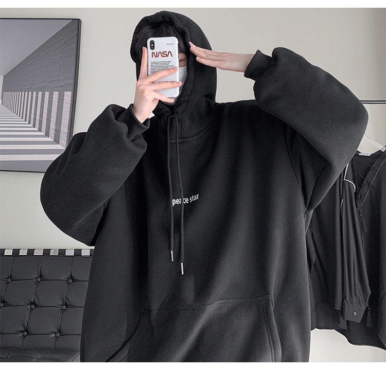 Áo Hoodie Dài Tay Dáng Rộng In Hình Giản Dị Thời Trang Dành Cho Nam