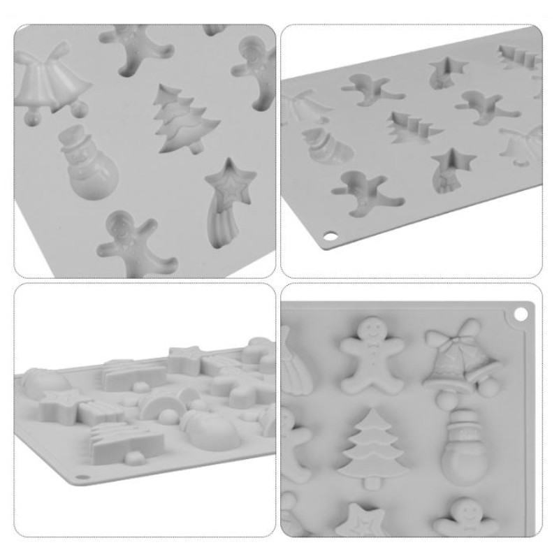 ‘NEW’ Silicone Chocolate Mold Porous Cake Decoration Mold Christmas Series DIY Baking Mold (Random Color) [monking]