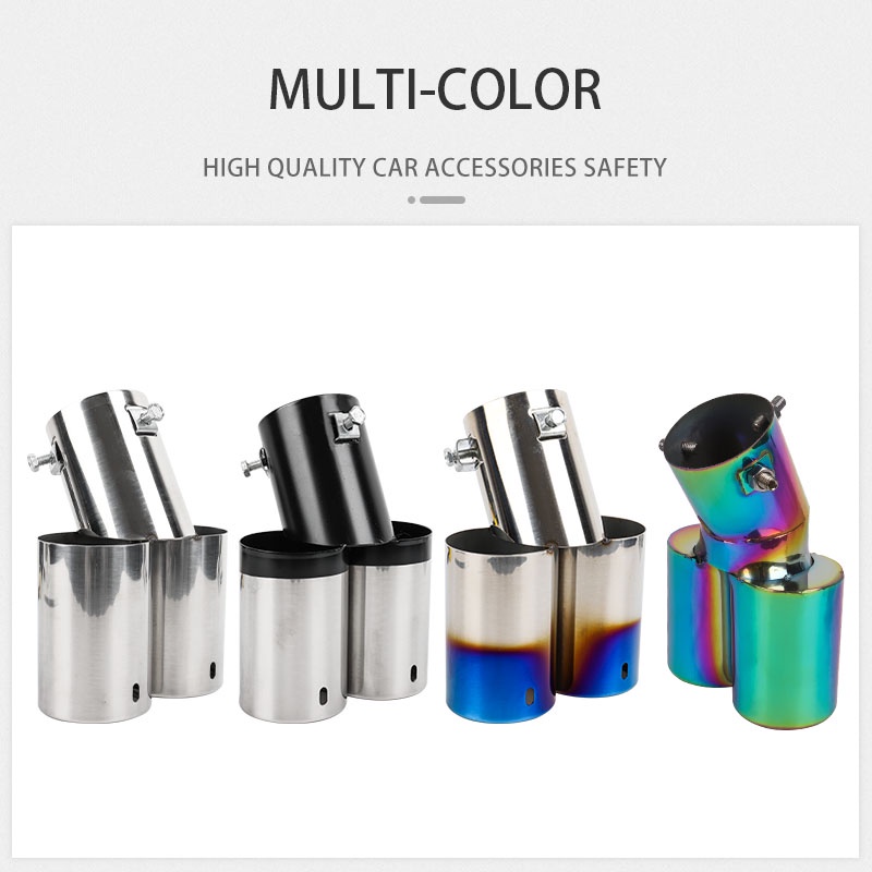 titan xe hơi ống xả kép bộ giảm thanh bằng thép không gỉ phổ quát ống xả xe hơi không thấm nước ống đuôi trang trí phía sau xe Bảo vệ an toàn phụ kiện bên ngoài xe