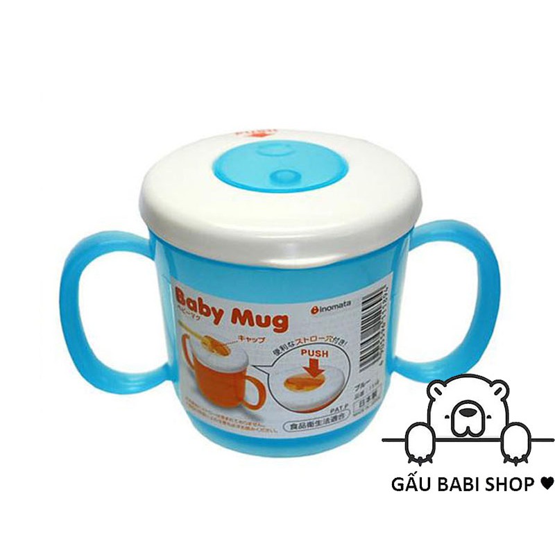 Cốc tập uống có tay cầm và lỗ cắm ống hút Baby Mug nội địa Nhật Bản