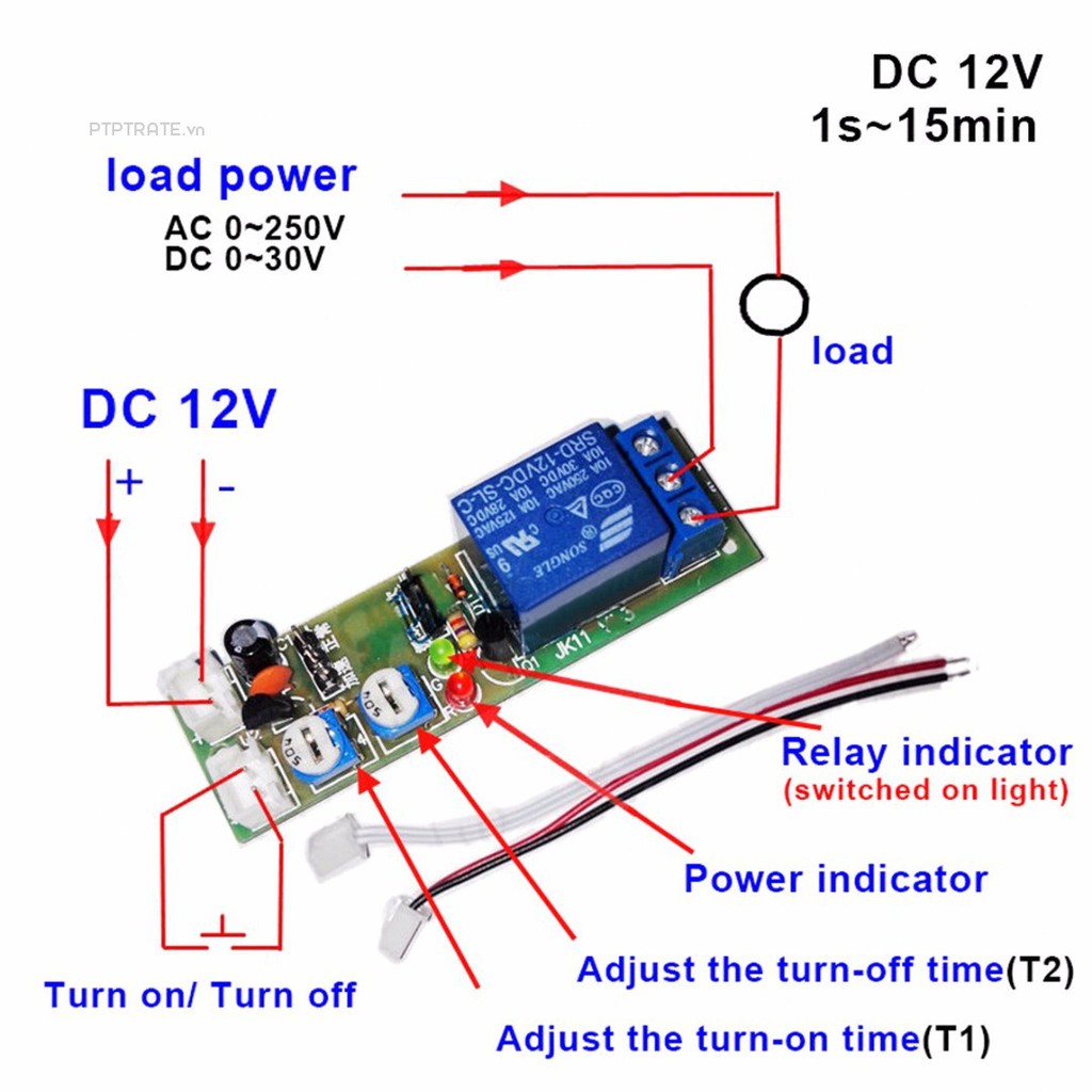 PTPTRATE ★1pc New DC 5V/12V/24V Infinite Cycle Delay Timing Timer Relay ON OFF Loop Module