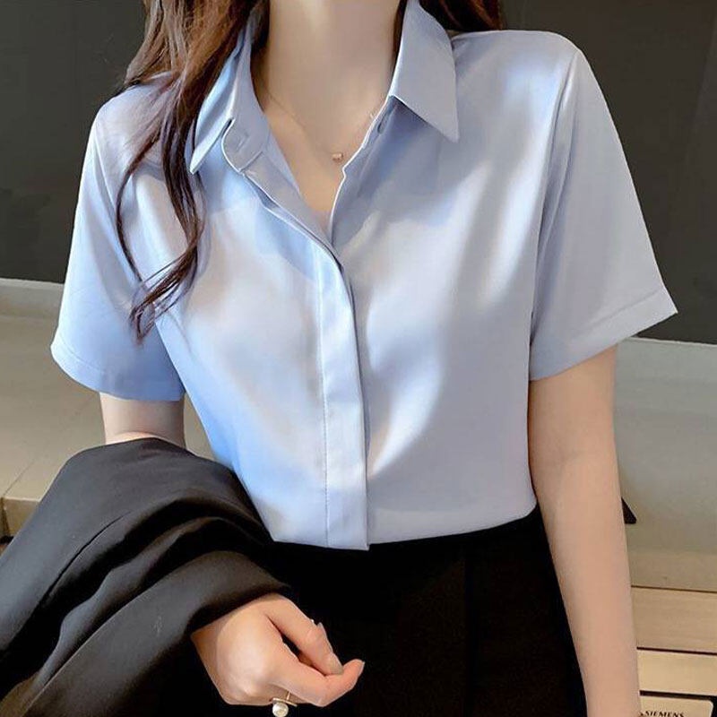 Áo sơ mi chiffon YEYA tay ngắn thời trang thanh lịch cho nữ