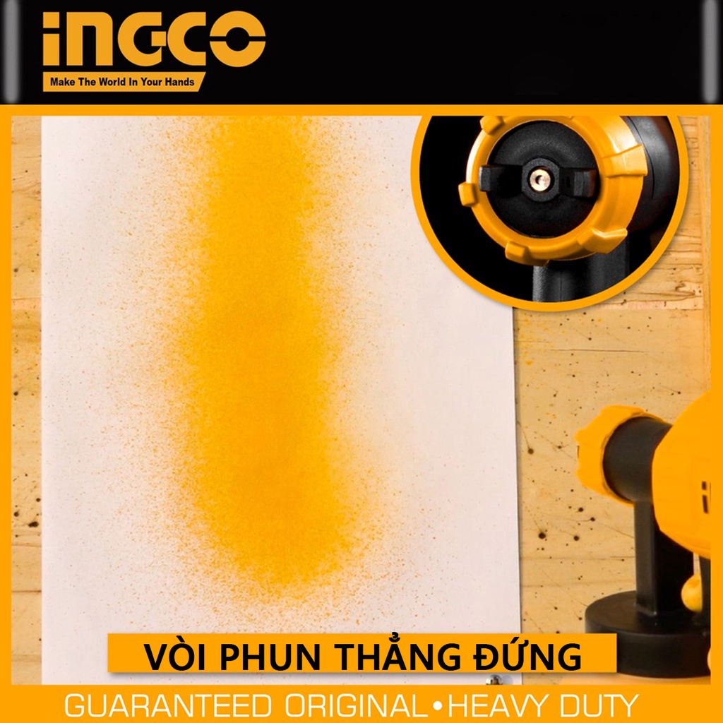 Máy phun sơn INGCO SPG3508 Công suất 450W, Súng phun sơn áp suất 0.1-0.2bar, bình chứa 800ml, kèm 1 cốc đo lường độ nhớt