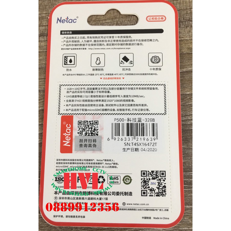 Thẻ nhớ Netac 32GB Chuẩn Class 10 Chính Hãng | BigBuy360 - bigbuy360.vn