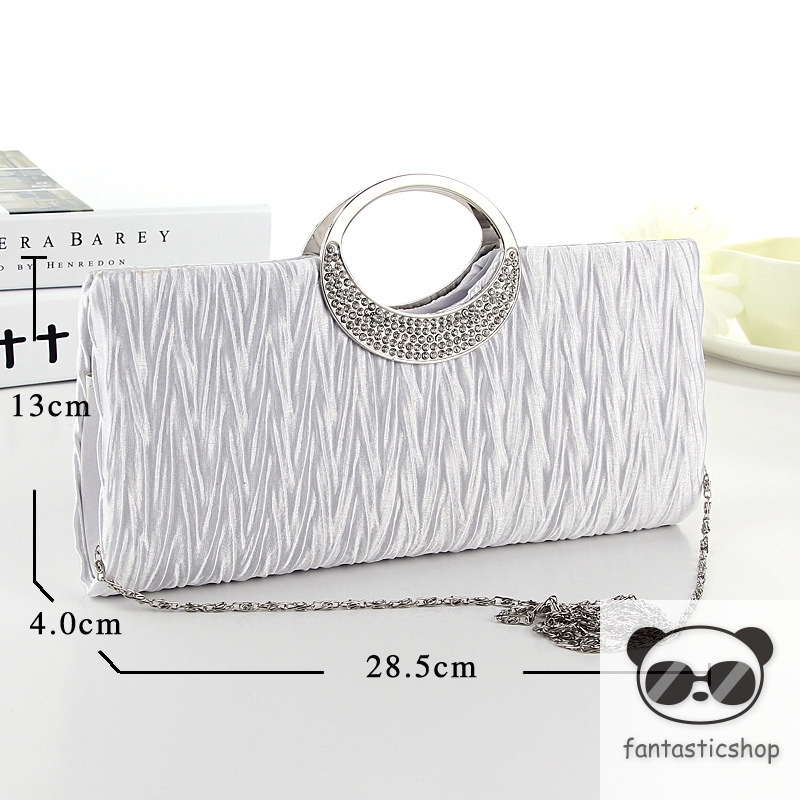 Ví Cầm Tay Bằng Satin Đính Đá Thời Trang Dành Cho Nữ