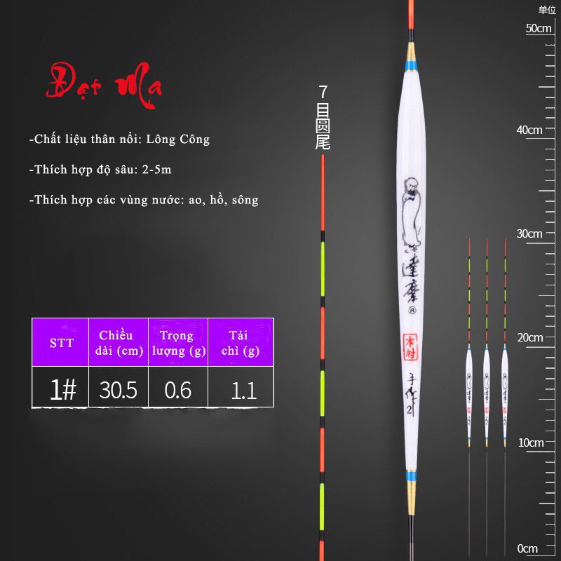 Phao câu đài Lông Công cao cấp - Phao câu cá cao cấp - Phụ kiện câu cá