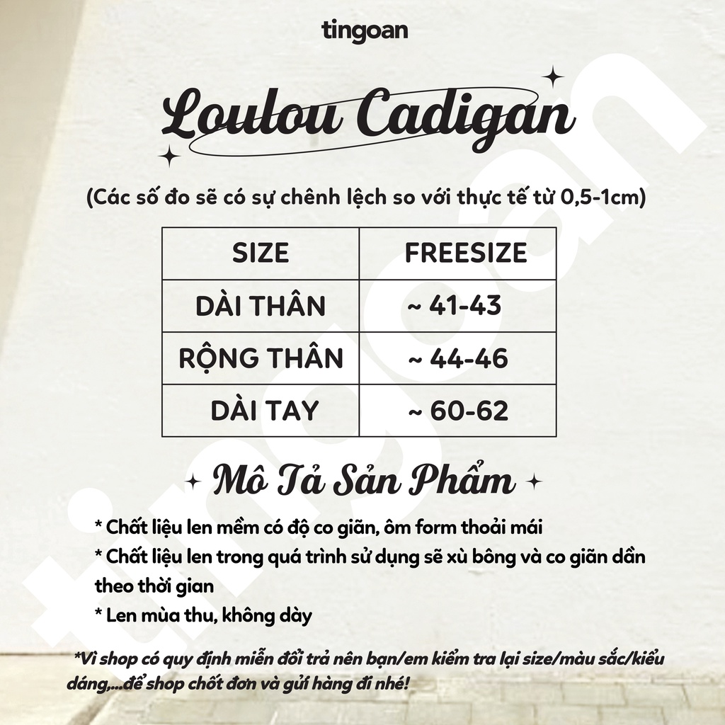 TINGOAN®  - Áo set len xù cardigan lửng tặng kèm áo 2 dây kẻ caro cam nhỏ vai bồng LOULOU CARDIGAN/OR