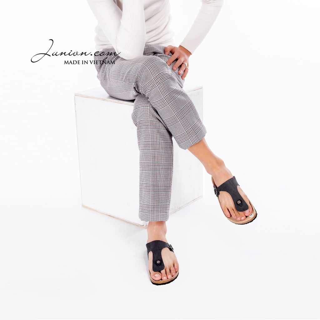 [DA PU-CHỐNG NƯỚC] PU07- Dép sandal xỏ ngón Unisex da PU, đế trấu Bioline Birken - Xuất khẩu châu Âu - Juni Store