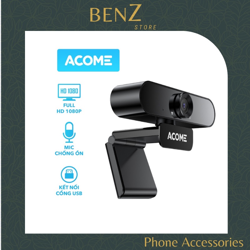 Webcam Máy Tính ACOME AWC11 Có Mic Camera Full HD 1080P Ảnh Siêu Nét PC Laptop Hỗ Trợ Học Online Video Call BenZ Store