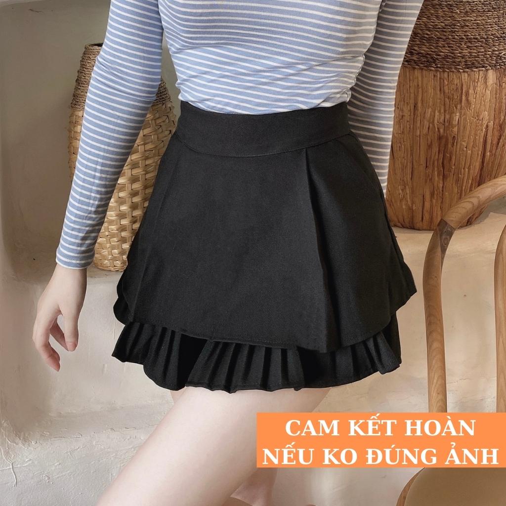 Chân Váy Đen Dáng Xòe 2 Tầng Chất Liệu Tuyết Mưa Siêu Hot