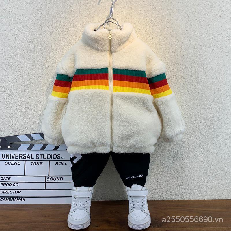 Áo khoác lông cừu dày dặn thời trang thu đông mới cho bé