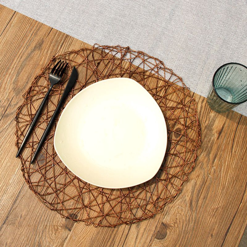 Miếng lót đĩa bàn ăn hình tròn kiểu lưới chống trượt đường kính 38cm bằng nhựa PP