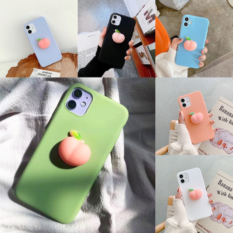 Ốp điện thoại TPU silicon mềm hình quả đào 3D cho OPPO Realme C12 C15 C17 C20 C25