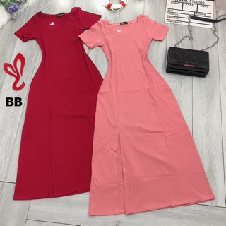 Đầm thun maxi xẻ đùi