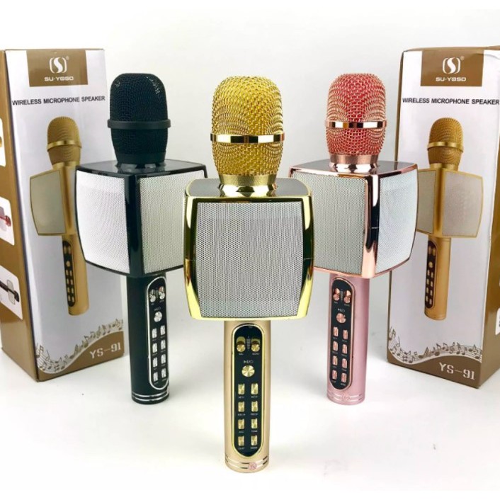 Micro Karaoke Kèm Loa Bluetooth YS-91 Thế hệ 4.0 Kèm Loa Bluetooth 3 trong 1 Âm thanh cực đỉnh - Hát Cực Hay