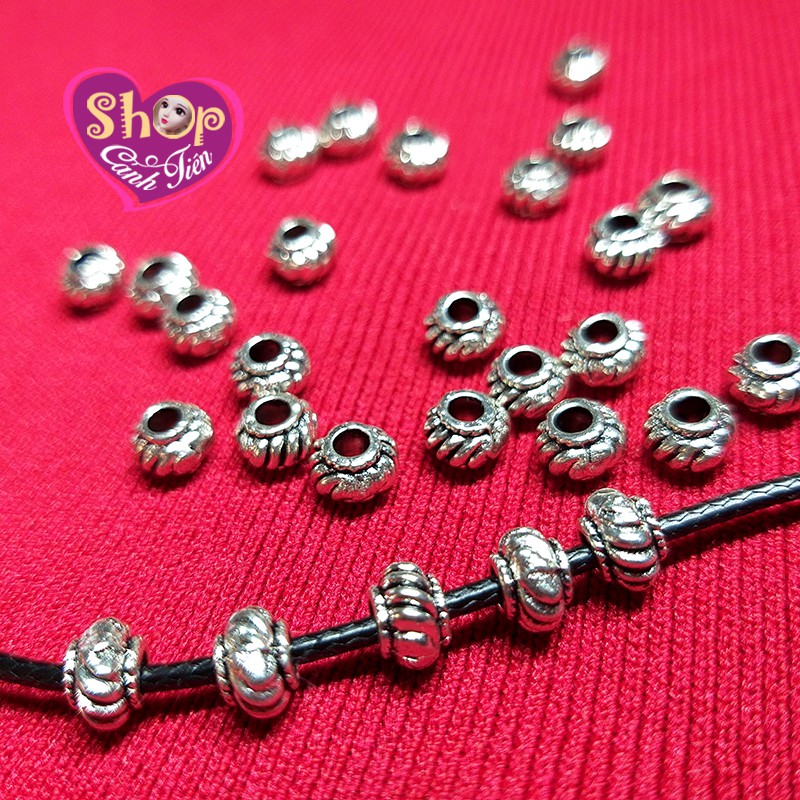 20 hạt Charm Tròn Khía múi Mạ Bạc 5mm - Nguyên liệu làm Vòng Cổ, Vòng Tay, Bông tai Thủ Công