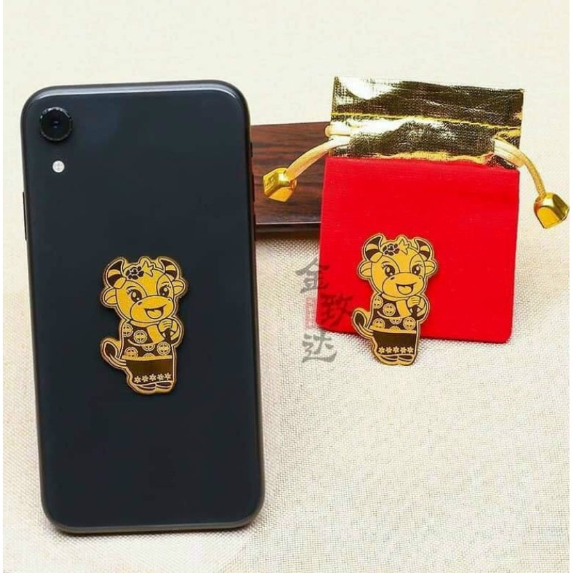 Sticker trâu mạ vàng chiêu tài may mắn để ví, ốp điện thoại | BigBuy360 - bigbuy360.vn