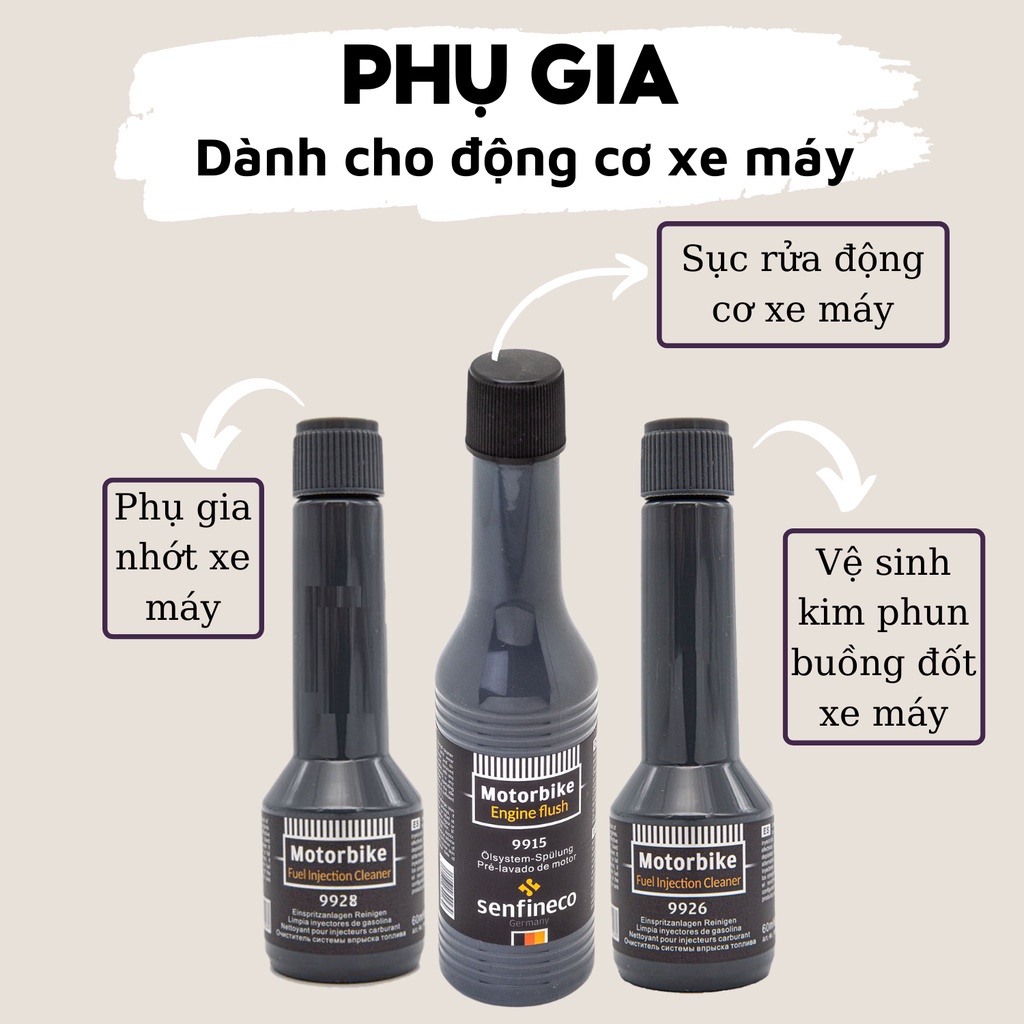 Vệ sinh buồng đốt xe máy Senfineco 9926 Motorbike Jet Cleaner cho xe số, xe tay côn, xe tay ga