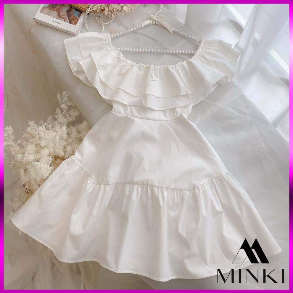 [TTTK] ĐẦM VÀNG TRẮNG BẸT VAI - CHẤT LIỆU CAO CẤP - MÀU TRẮNG , VÀNG [2021] | BigBuy360 - bigbuy360.vn