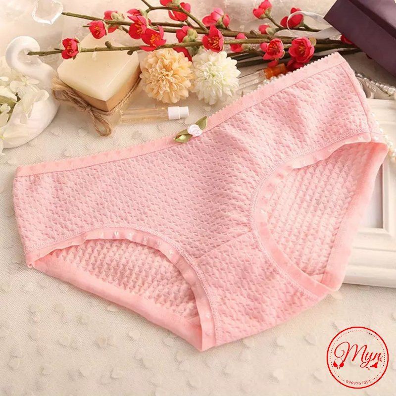 [Mã 12FASHIONSALE1 giảm 10K đơn 50K] QUẦN LÓT COTTON THÔNG THOÁNG MỀM MỊN ĐÍNH NƠ HOA | BigBuy360 - bigbuy360.vn