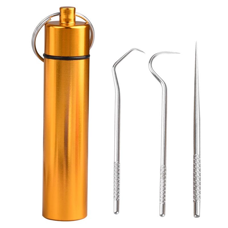 Set 3 Tăm Xỉa Răng Bằng Thép Không Gỉ Sử Dụng Nhiều Lần