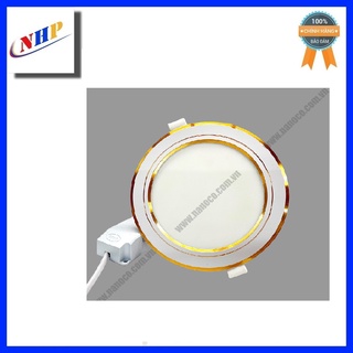 Đèn âm trần led siêu mỏng viền vàng 7w 9w 12w nanoco nsd076g90/nsd096g110