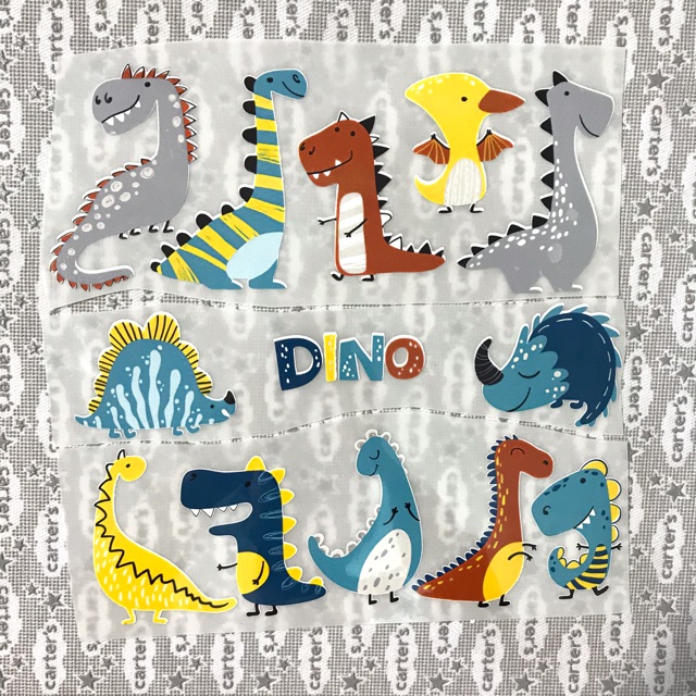 Set hình dán nhiệt khủng long Dino - tấm 28x28cm