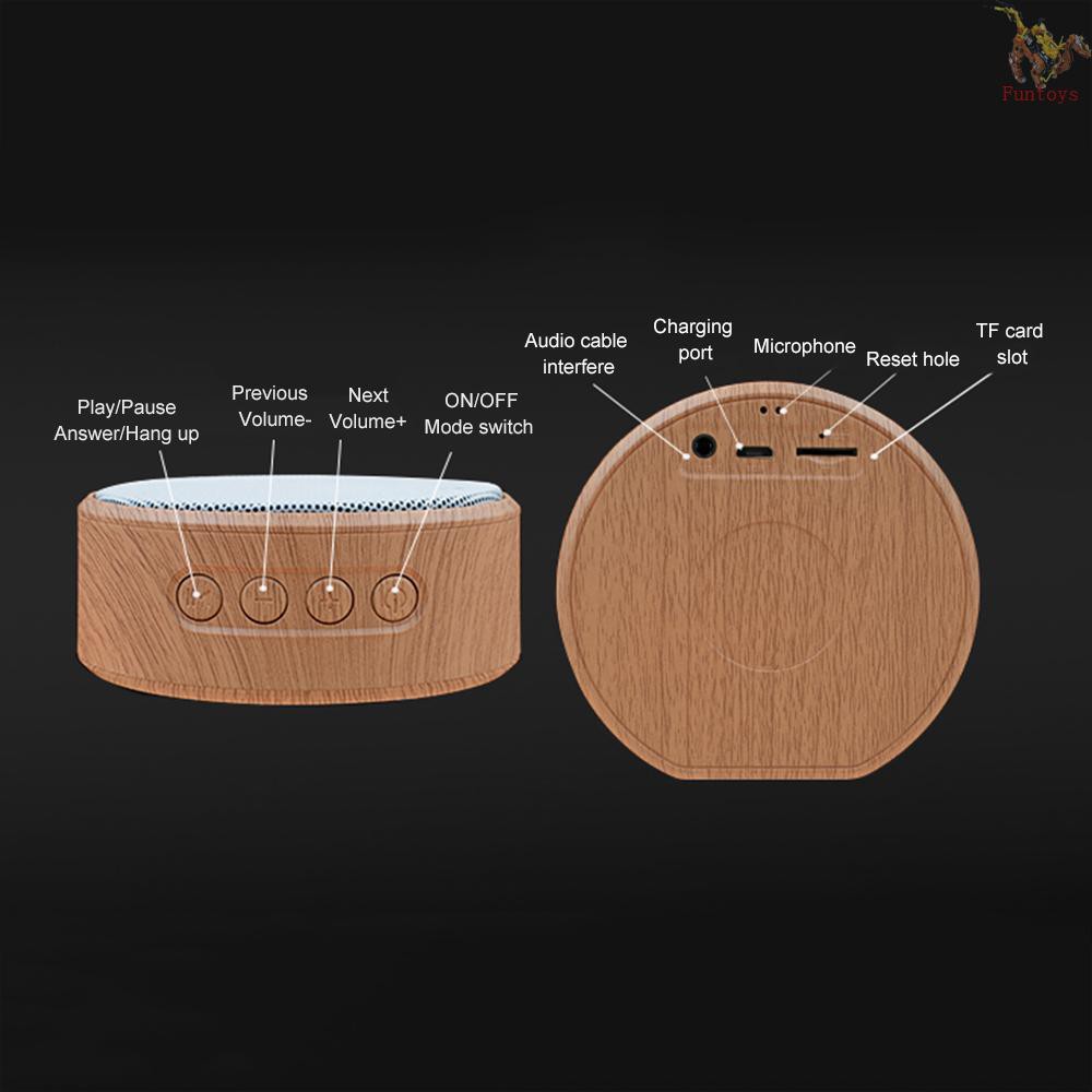 FUN Retro A60 Wood Grain Wire-less BT Speaker Sound Box Support AUX TF Card USB Powered Built In 600mah Rechargeable Batterys Compatible with Android / iOS Mini Portable