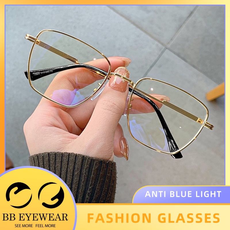 BB EYEWEAR AR53 Kính Mắt Cận Kính Trơn Vuông Cổ Điển Thời Trang Chống Ánh Sáng Xanh Gọng Kim Loại